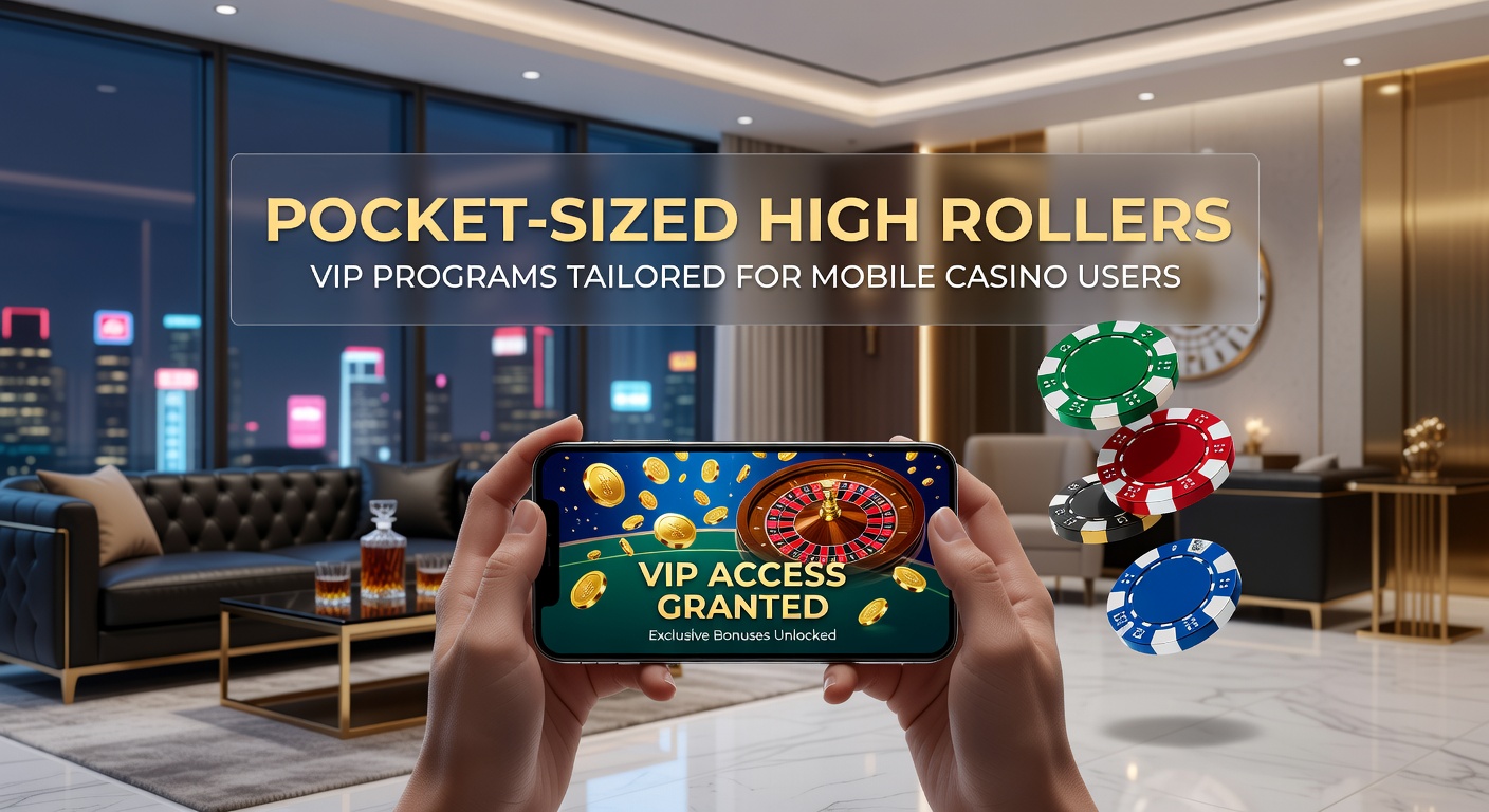 Smartphone mit Casino-App im Vordergrund, umgeben von goldenen VIP-Symbolen und High-Roller-Elementen wie Jetons und Kronen
